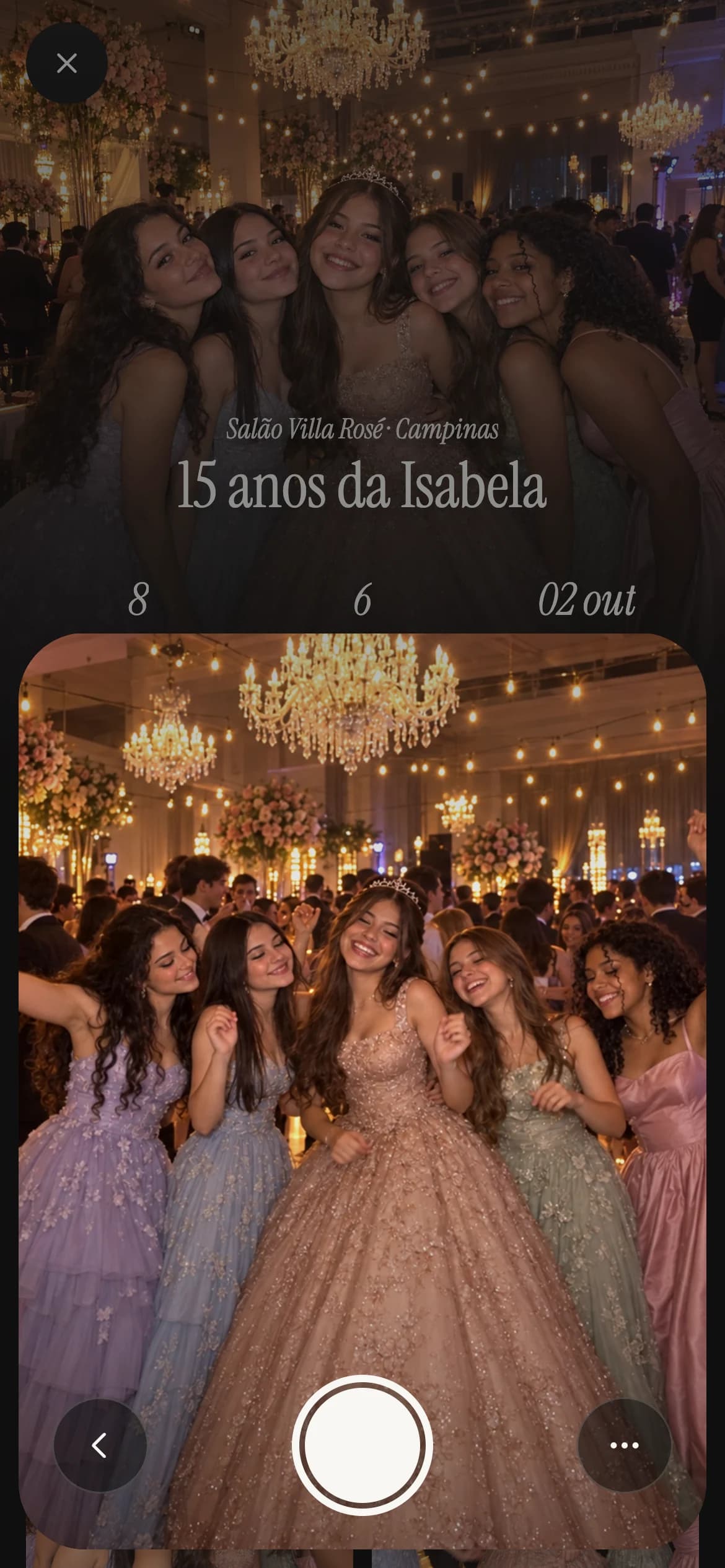 Câmera do Flock aberta na pista dos 15 anos da Isabela